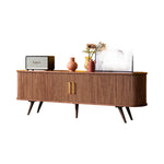 モダンデザインのテレビ台 - 木製、リブ加工、収納スペース付き、温かみのあるナチュラルカラー fls-5334