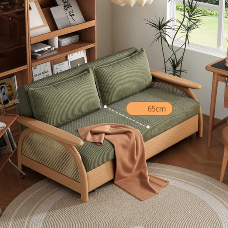 ソファベッド 実木 伸長タイプ 下収納付き コーデュロイ生地 ナチュラル おしゃれ 幅112?192cm リビング用 g4-7124