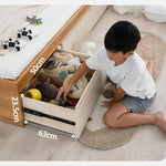 伸縮式キッズベッド 天然木無垢材 幅調整可能 収納引き出し付き tsh-112-17