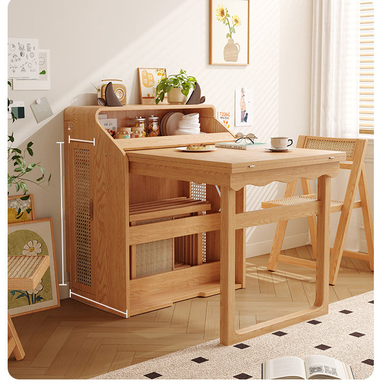 実木 折りたたみダイニングテーブル＆カウンター収納一体型｜折りたたみ椅子セット ナチュラル 北欧風 天板140cm hemw-1126