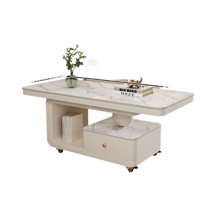 北欧風リビングテーブル 高級感あるマーブル調天板＆収納スペース付き htyjj-6605-2