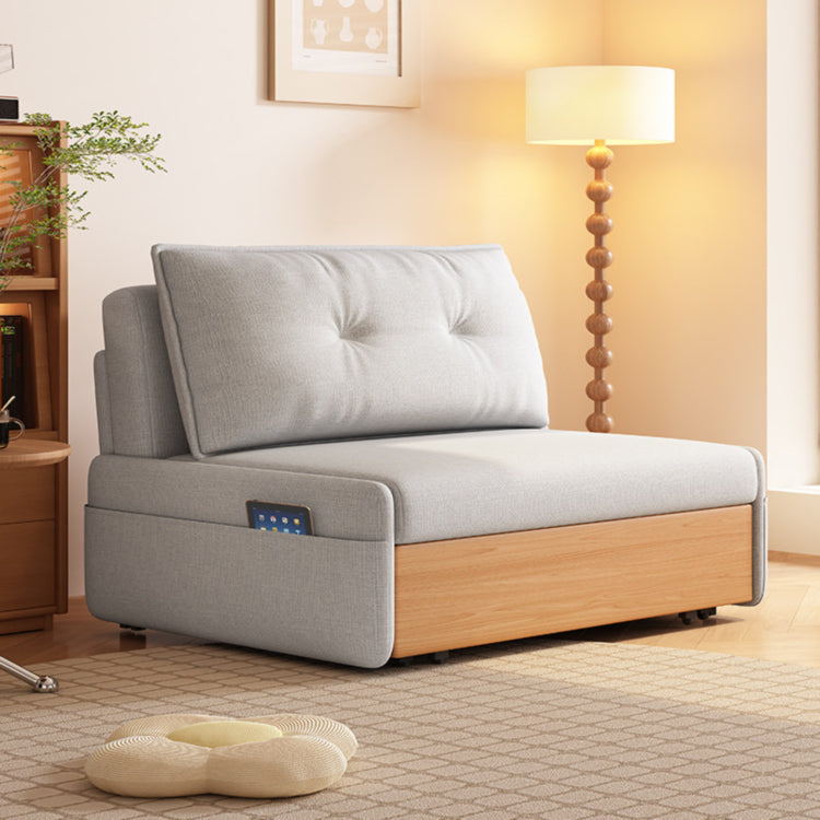 実木×ファブリック 伸縮ソファベッド｜1人掛け～2人掛け対応 幅80?180cm ナチュラルデザイン おしゃれ jy-1223-5