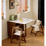 可動式 折りたたみダイニングテーブルセット 140cm 岩板／無垢材天板 収納付き 折りたたみチェア一体型 省スペース zzjjgcd-1139