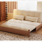 折りたたみソファベッド 実木フレーム リビング・書斎対応 ラタン編み 引き出し式 伸縮ミニソファ 綿麻ファブリック zx-1229-10