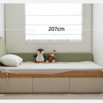 伸縮式キッズベッド 天然木無垢材 幅調整可能 収納引き出し付き tsh-112-17