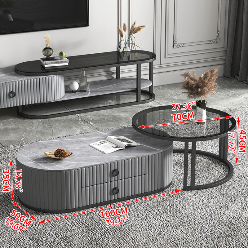 高級セラミック＆強化ガラス センターテーブル 人工皮革仕上げ モダンリビング必見 frg-503