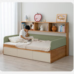 伸縮式キッズベッド 天然木無垢材 幅調整可能 収納引き出し付き tsh-112-17