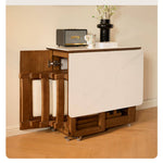 可動式 折りたたみダイニングテーブルセット 140cm 岩板／無垢材天板 収納付き 折りたたみチェア一体型 省スペース zzjjgcd-1139