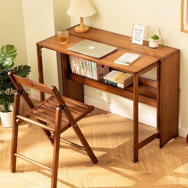 折りたたみ書桌 無垢材デスク 天然木 コンパクト 実木製 省スペース 在宅ワーク 学習机 ナチュラル G3-7224