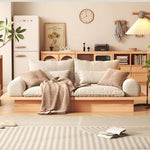 実木フレーム 布張り ローソファ 収納付き 175cm 北欧風 ナチュラル リビングソファ 床置きタイプ hns-1171