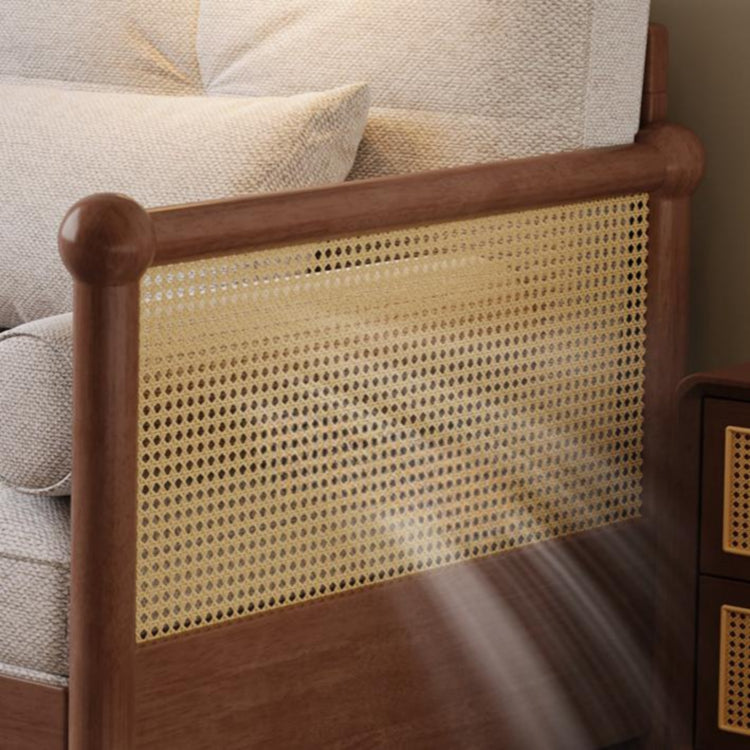 実木 ソファベッド 折りたたみ一体型 2WAY 伸縮式 リビング・書斎対応 引き出し式 ラタン編み デザイン smj-1229-9
