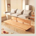 実木フレーム 布張り ローソファ 収納付き 175cm 北欧風 ナチュラル リビングソファ 床置きタイプ hns-1171