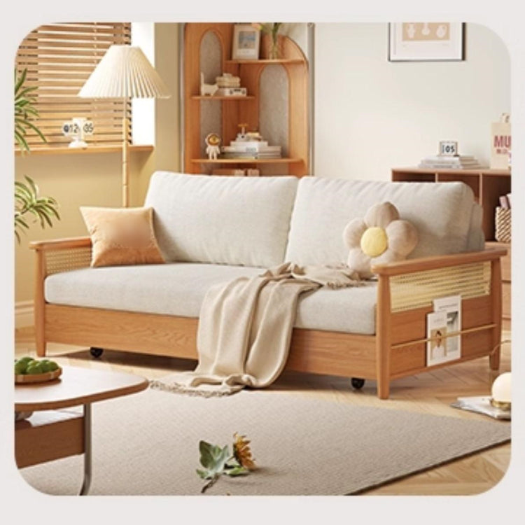 木製フレーム ソファベッド｜収納棚付き キャスター付き 省スペース対応 ナチュラルデザイン hemw-6300