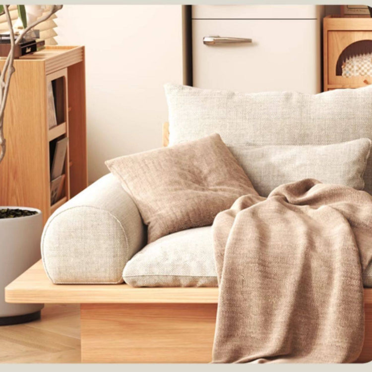 実木フレーム 布張り ローソファ 収納付き 175cm 北欧風 ナチュラル リビングソファ 床置きタイプ hns-1171
