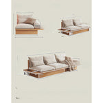 実木フレーム 布張り ローソファ 収納付き 175cm 北欧風 ナチュラル リビングソファ 床置きタイプ hns-1171