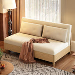 実木伸縮ソファベッド シングル～ダブル対応 北欧ナチュラルデザイン 0.75m?1.85m対応 省スペース・来客用・一人暮らしにおすすめ g4-7283