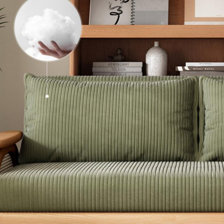 ソファベッド 実木 伸長タイプ 下収納付き コーデュロイ生地 ナチュラル おしゃれ 幅112?192cm リビング用 g4-7124