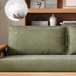 ソファベッド 実木 伸長タイプ 下収納付き コーデュロイ生地 ナチュラル おしゃれ 幅112?192cm リビング用 g4-7124