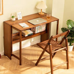 折りたたみ書桌 無垢材デスク 天然木 コンパクト 実木製 省スペース 在宅ワーク 学習机 ナチュラル G3-7224