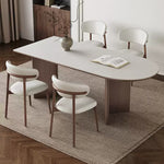 フレンチスタイル セラミック天板ダイニングテーブル 小型世帯向け 半円長方形デザイン 軽ラグジュアリー ホワイト 食卓 hagst-3615