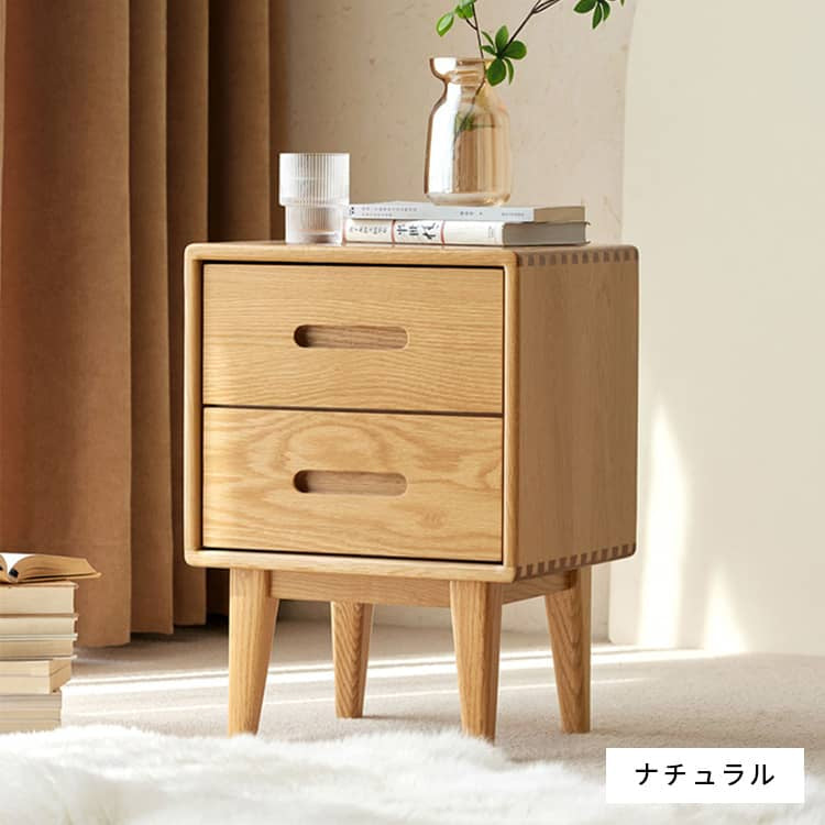 ナイトテーブル ナチュラル ブラウン オーク材 キリ材 ysys-f8021-nighttable