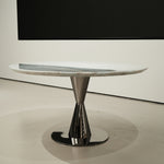 デザイナーズ 大理石センターテーブル アイスブルー×シルバー 天然石天板 高級ラグジュアリーモダン jrjj-6628