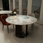 デザイナーズ 大理石ダイニングテーブル ナチュラルグレー 天然石天板 高級ラグジュアリーモダン jrjj-6340