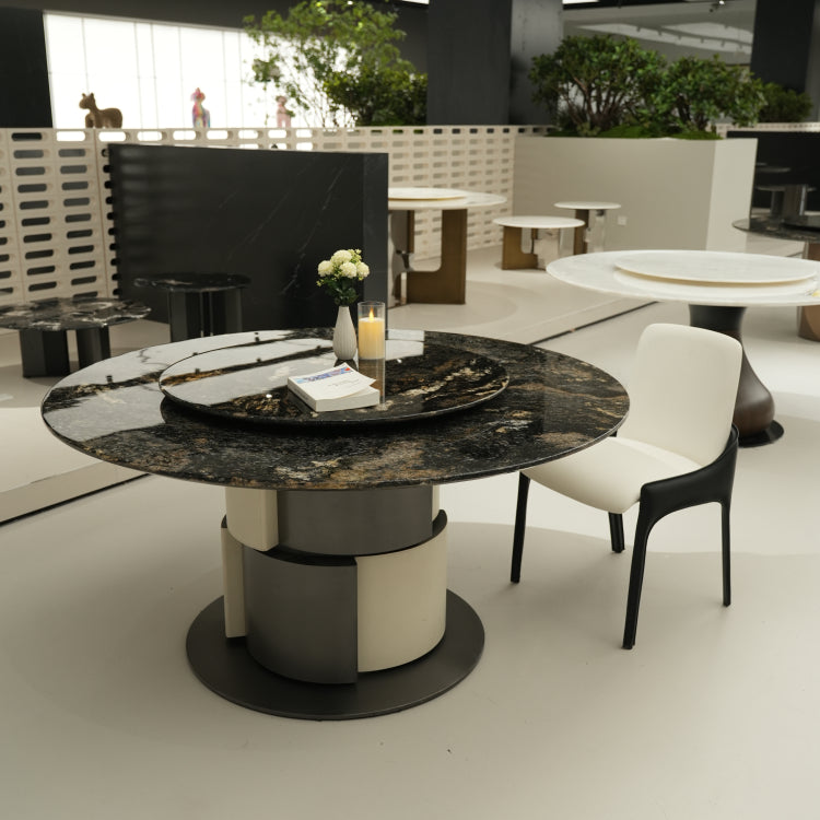 デザイナーズ 大理石テーブル ブラックマーブル×ゴールドベース 高級ラグジュアリーダイニング jrjj-6626