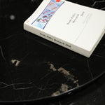 デザイナーズ 大理石ダイニングテーブル ブラック×シルバー 高級ラグジュアリースタイル 回転盤付 jrjj-A38