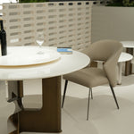 デザイナーズ 大理石ダイニングテーブル ホワイト×ゴールド 回転盤付き ラグジュアリーモダン jrjj-6768