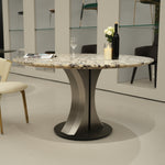 デザイナーズ 大理石ダイニングテーブル ベージュ×ブラックモダン アートスタイル ラグジュアリー家具 jrjj-6788