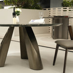 デザイナーズ 大理石ダイニングテーブル グリーン×シルバーアート 高級ラグジュアリーモダン jrjj-6772