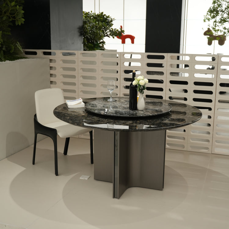 デザイナーズ 大理石ダイニングテーブル ブラックマーブル 回転盤付き ラグジュアリーモダン 円形テーブル jrjj-6346