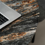 デザイナーズ 大理石ダイニングテーブル ブルー×ゴールドマーブル ラグジュアリー スチールベース 円形テーブル jrjj-6612