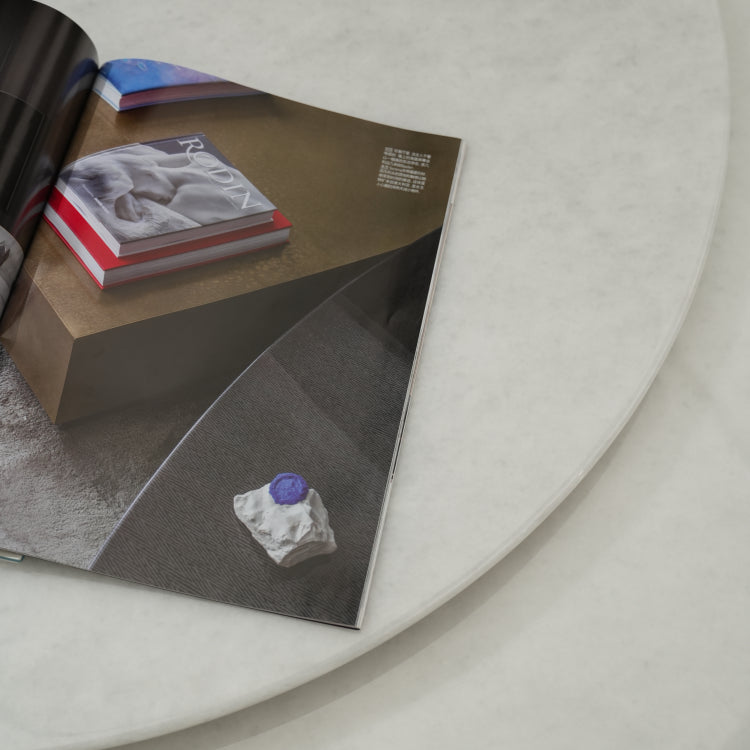 デザイナーズ 大理石ダイニングテーブル ホワイト×ブラック 高級ラグジュアリー 円形テーブル 回転盤付き jrjj-A30