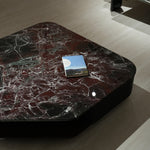 デザイナーズ 大理石センターテーブル ダークレッド×ブラック 高級ラグジュアリー リビングテーブル jrjj-8555