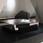 デザイナーズ 大理石ローテーブル ダークレッド×ブラック センターテーブル 高級ラグジュアリー リビングテーブル110cm jrjj-8653