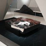 デザイナーズ 大理石ローテーブル ダークレッド×ブラック センターテーブル 高級ラグジュアリー リビングテーブル110cm jrjj-8653