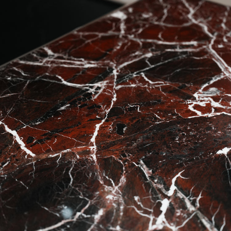 デザイナーズ 大理石ローテーブル ダークレッド×ブラック センターテーブル 高級ラグジュアリー リビングテーブル110cm jrjj-8653