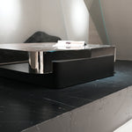 デザイナーズ 大理石ローテーブル ダークレッド×ブラック センターテーブル 高級ラグジュアリー リビングテーブル110cm jrjj-8653