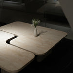 デザイナーズ トラバーチン ローテーブル ナチュラルベージュ センターテーブル 天然石モダン 組み合わせリビングテーブル120cm×90cm jrjj-8573