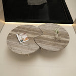 デザイナーズ トラバーチン ローテーブル センターテーブル 天然石グレージュモダン 組み合わせリビングテーブル ラグジュアリーデザイン90cm jrjj-8575