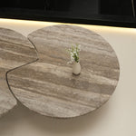 デザイナーズ トラバーチン ローテーブル センターテーブル 天然石グレージュモダン 組み合わせリビングテーブル ラグジュアリーデザイン90cm jrjj-8575