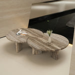 デザイナーズ トラバーチン ローテーブル センターテーブル 天然石グレージュモダン 組み合わせリビングテーブル ラグジュアリーデザイン90cm jrjj-8575