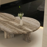 デザイナーズ トラバーチン ローテーブル センターテーブル 天然石グレージュモダン 組み合わせリビングテーブル ラグジュアリーデザイン90cm jrjj-8575