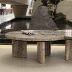 デザイナーズ トラバーチン ローテーブル センターテーブル 天然石グレージュモダン 組み合わせリビングテーブル ラグジュアリーデザイン90cm jrjj-8575