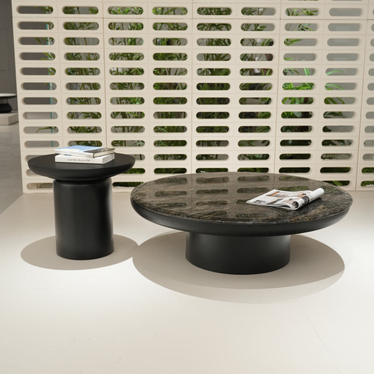 デザイナーズ 大理石ローテーブル センターテーブル 天然石ブラックブロンズ 天板輝き仕上げ 高級リビングテーブル100cm 50cm jrjj-8239A