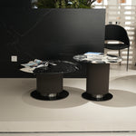 デザイナーズ 大理石ローテーブル 天然石ブラック＆ホワイトモダン 丸テーブルセット ラグジュアリーインテリア80cm 60cm jrjj-8689