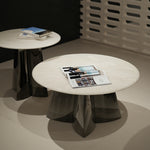 デザイナーズ 大理石ローテーブル センターテーブル ホワイトストーン天板 鏡面ステンレス脚 高級モダンインテリア42cm 30cm jrjj-8221