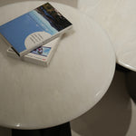 デザイナーズ 大理石ローテーブル センターテーブル ホワイトストーン天板 鏡面ステンレス脚 高級モダンインテリア42cm 30cm jrjj-8221